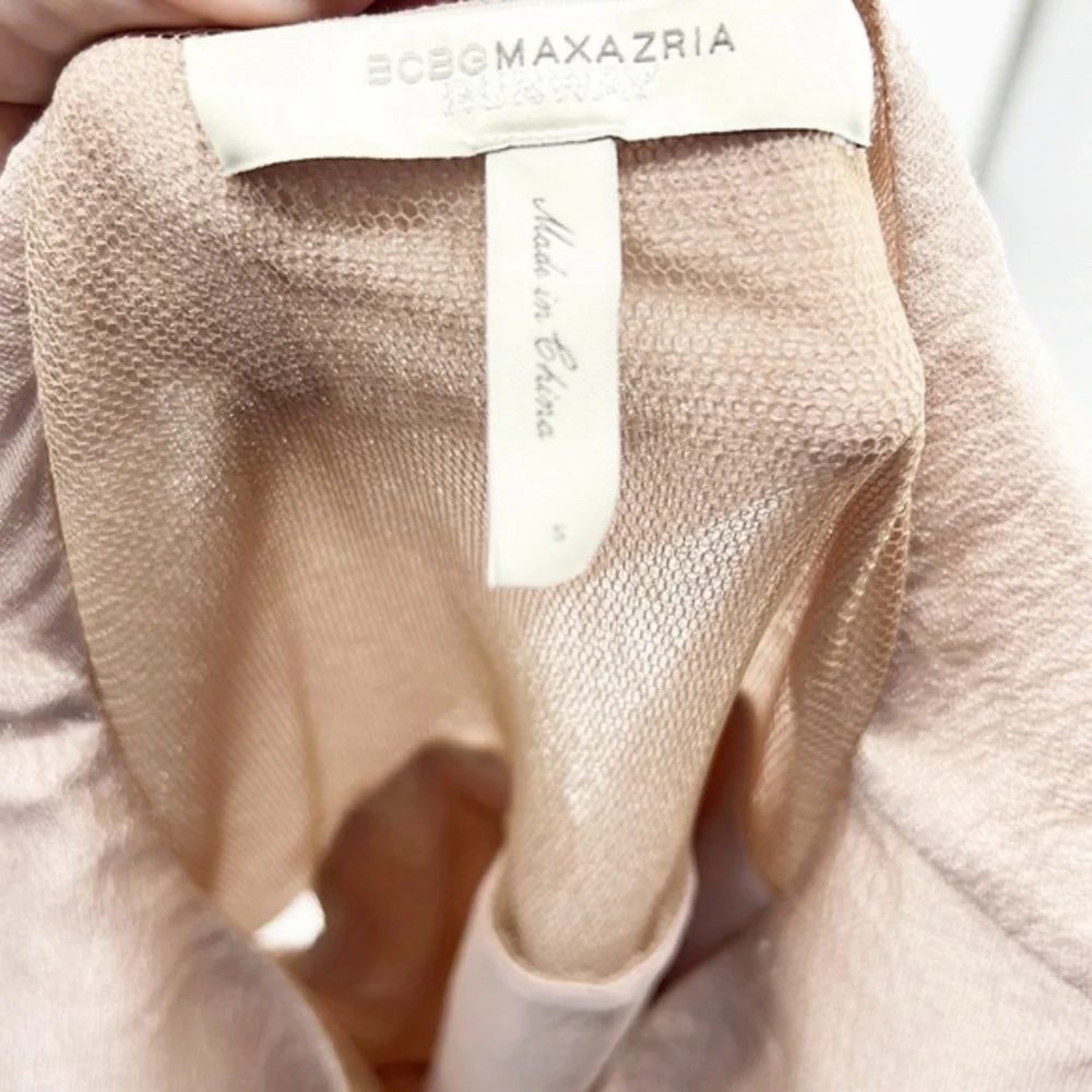 BCBGMaxAzria Runway Pink Celine Cascading Silk Dress size small